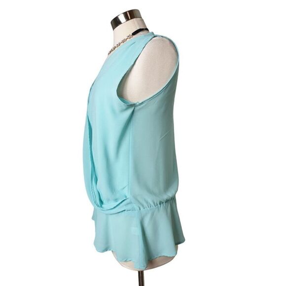 Women's Sleeveless Blouse Draped Wrap Front Ruffle Dressy Top Medium NWOT - Picture 2 of 6
